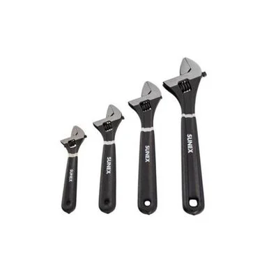 SUNEX 4Pc Adjustable Wrench Set - 6" 8" 10" 12"