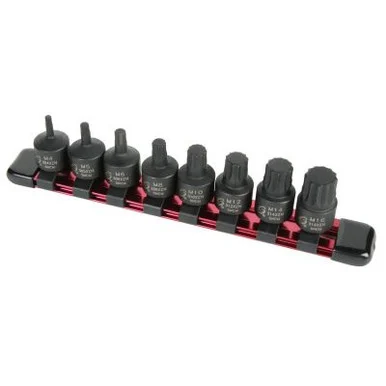 SUNEX 8 Piece 3/8 Inch Dr. Stubby Triple Square Impact Bit Socket Set