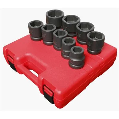 SUNEX SOCKET SET IMPACT 1" DR 9PC STD SAE JUMBO
