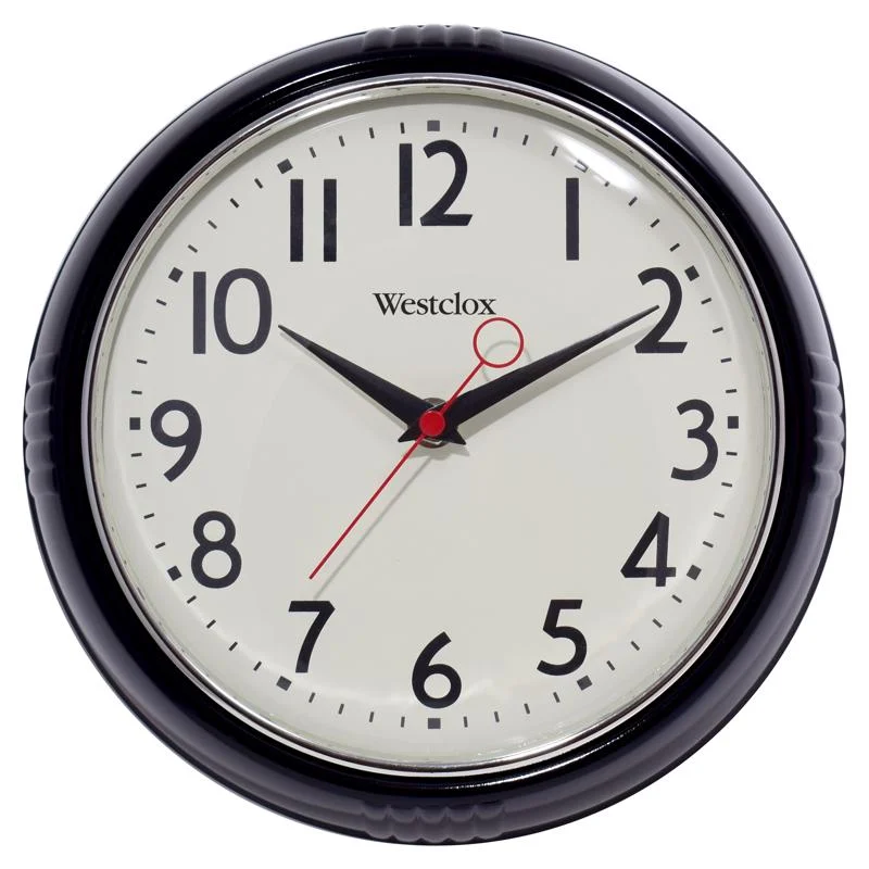 Westclox 9.75 in. L X 9 in. W Indoor Modern Analog Wall Clock Glass/Plastic Black